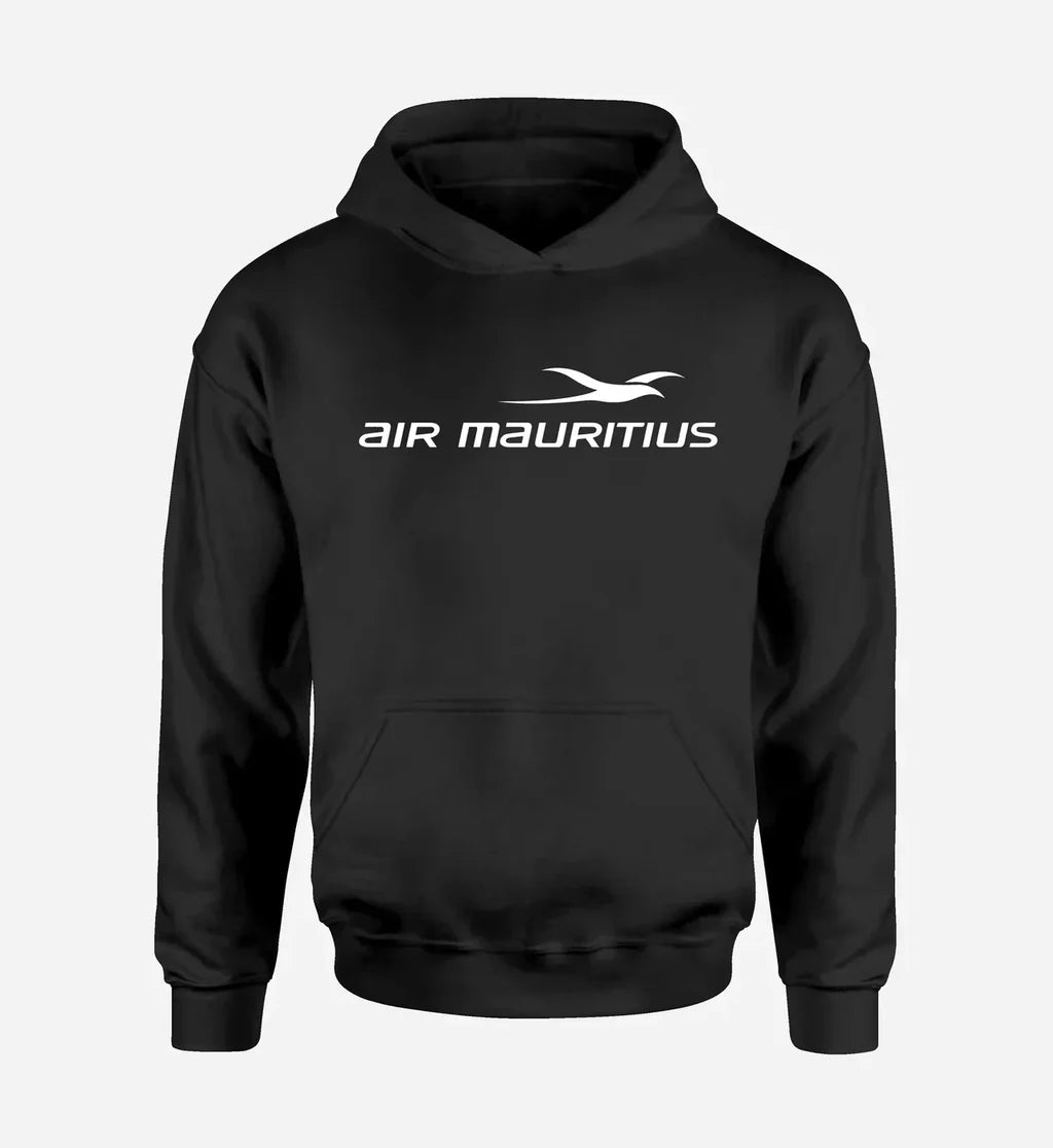 Air Mauritius Airlines logo printed on black hoodie