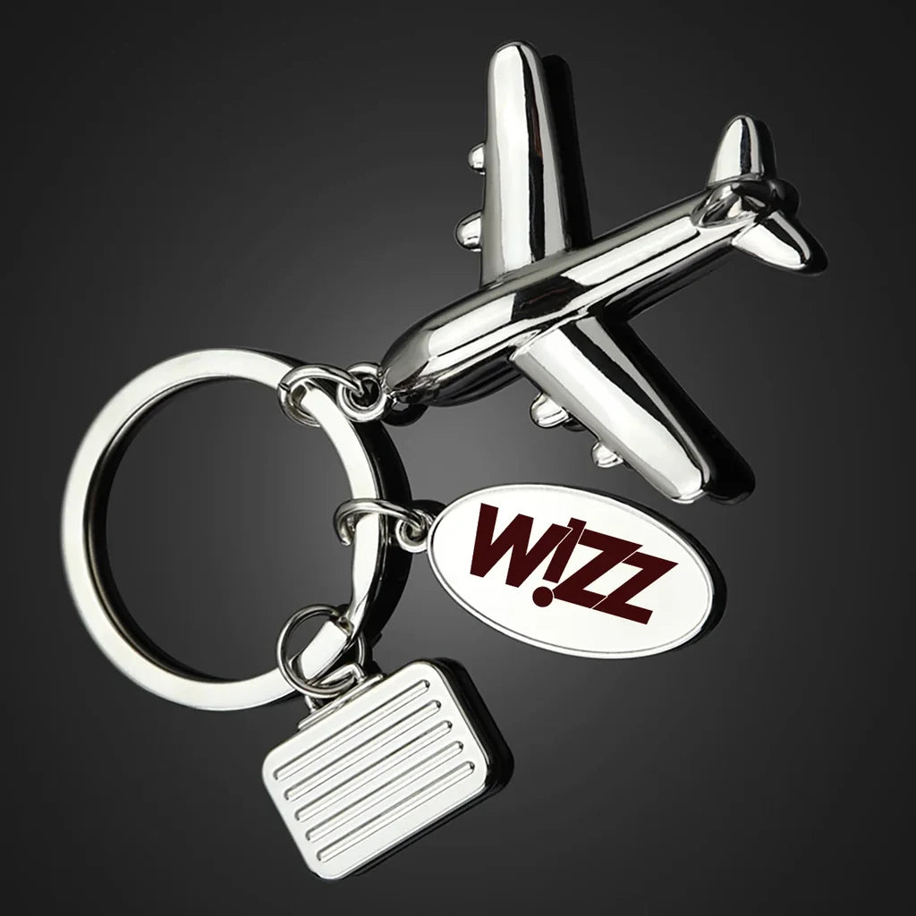 Wizz Airlines Suitcase aviation suitcase-shape key chain, durable metal alloy.
