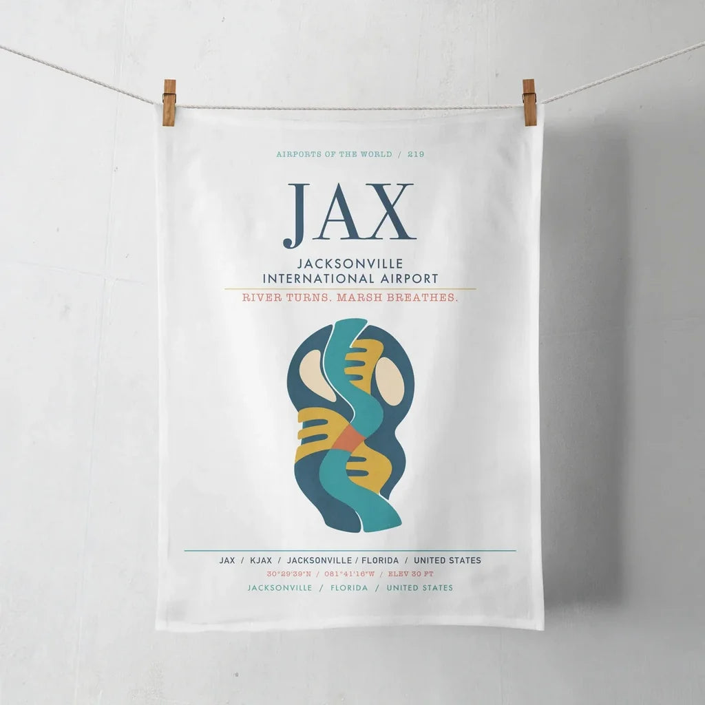 Jacksonville International Airport (JAX) design on white towel