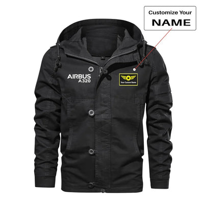 Airbus A320 & Text aviation design printed on heavy cotton shell with classic fit cotton jacket.