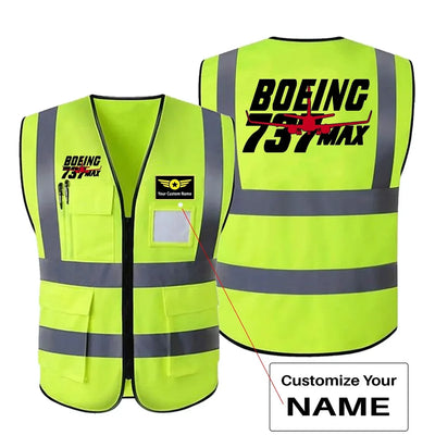 Amazing 737 Max aviation design printed on high-visibility reflective fabric reflective vest.