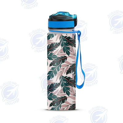 Seamless Palm Leafs Sports aviation design on sport kettle, insulated bottle with sport spout.