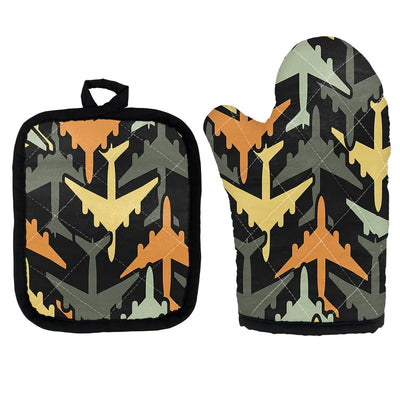 Volume 2 Super Colourful Airplanes Kitchen Glove & Holder aviation design on durable fabric with insulated lining kitchen glo.