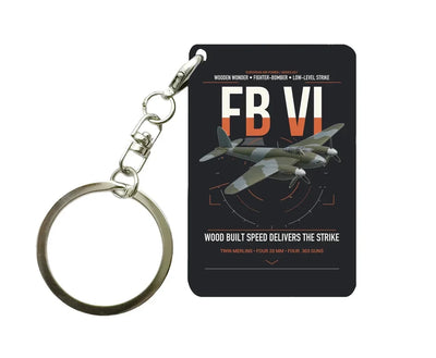 de Havilland Mosquito FB VI design on black designed key chain, double-side print