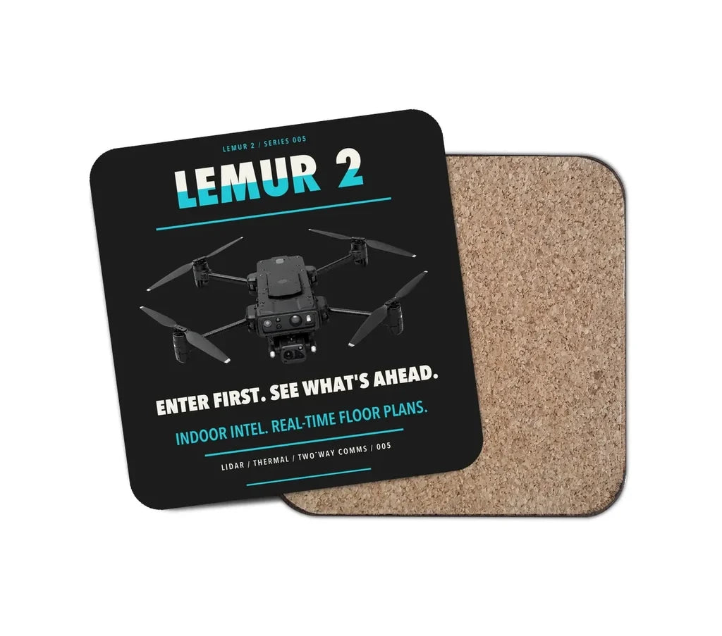 BRINC LEMUR 2 design on black 1 piece coaster
