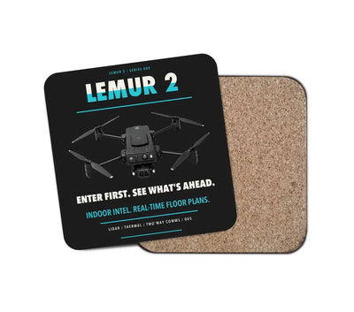 BRINC LEMUR 2 design on black 1 piece coaster