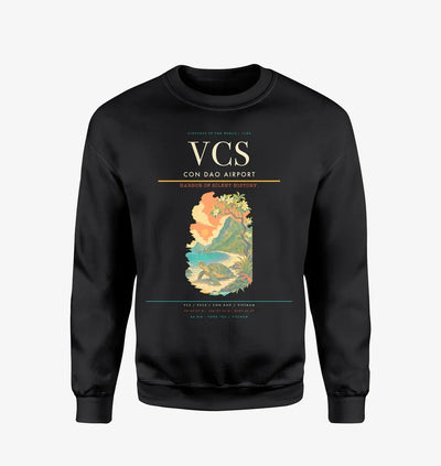 Con Dao Airport (VCS) design on black sweatshirt
