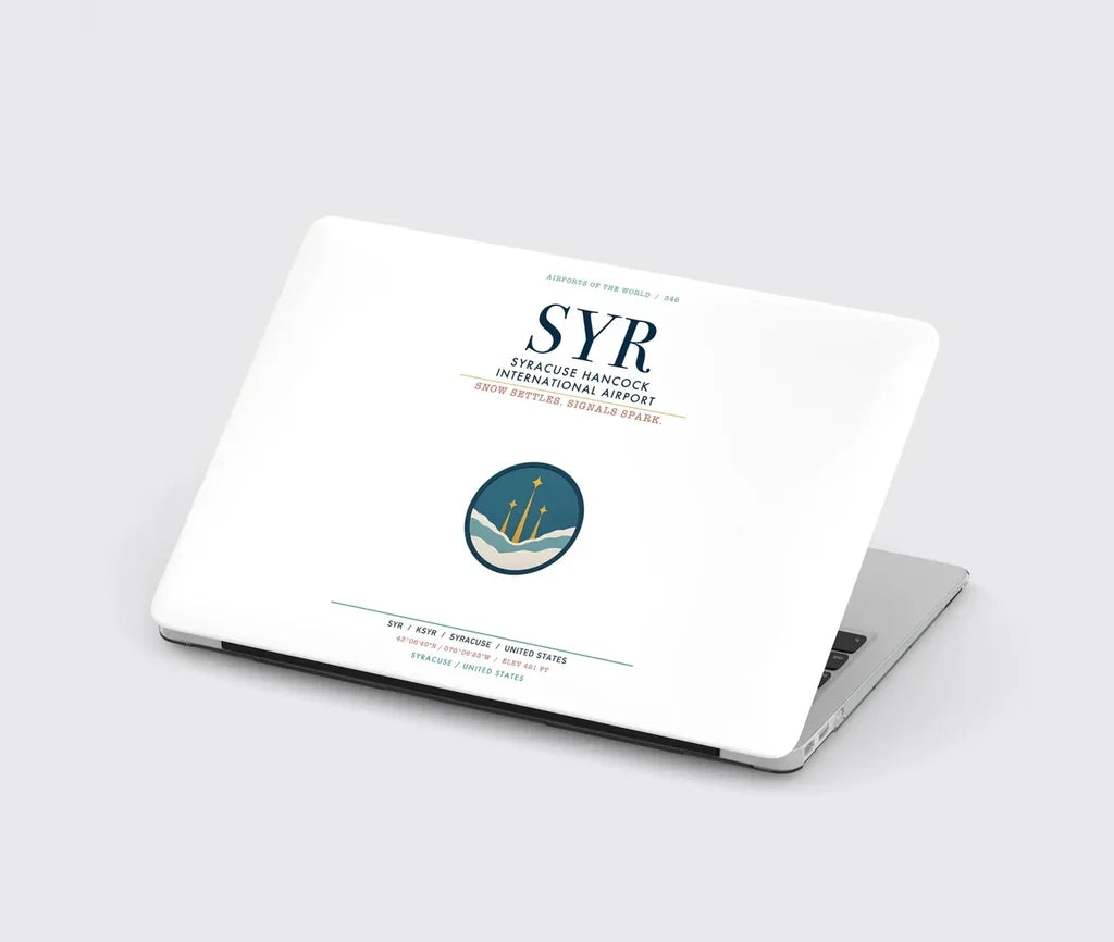 Syracuse Hancock International Airport (SYR) design on white MacBook case