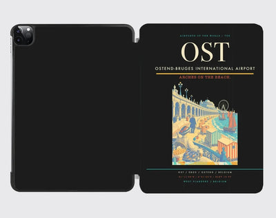 Ostend-Bruges International Airport (OST) design on black ipad tablet case