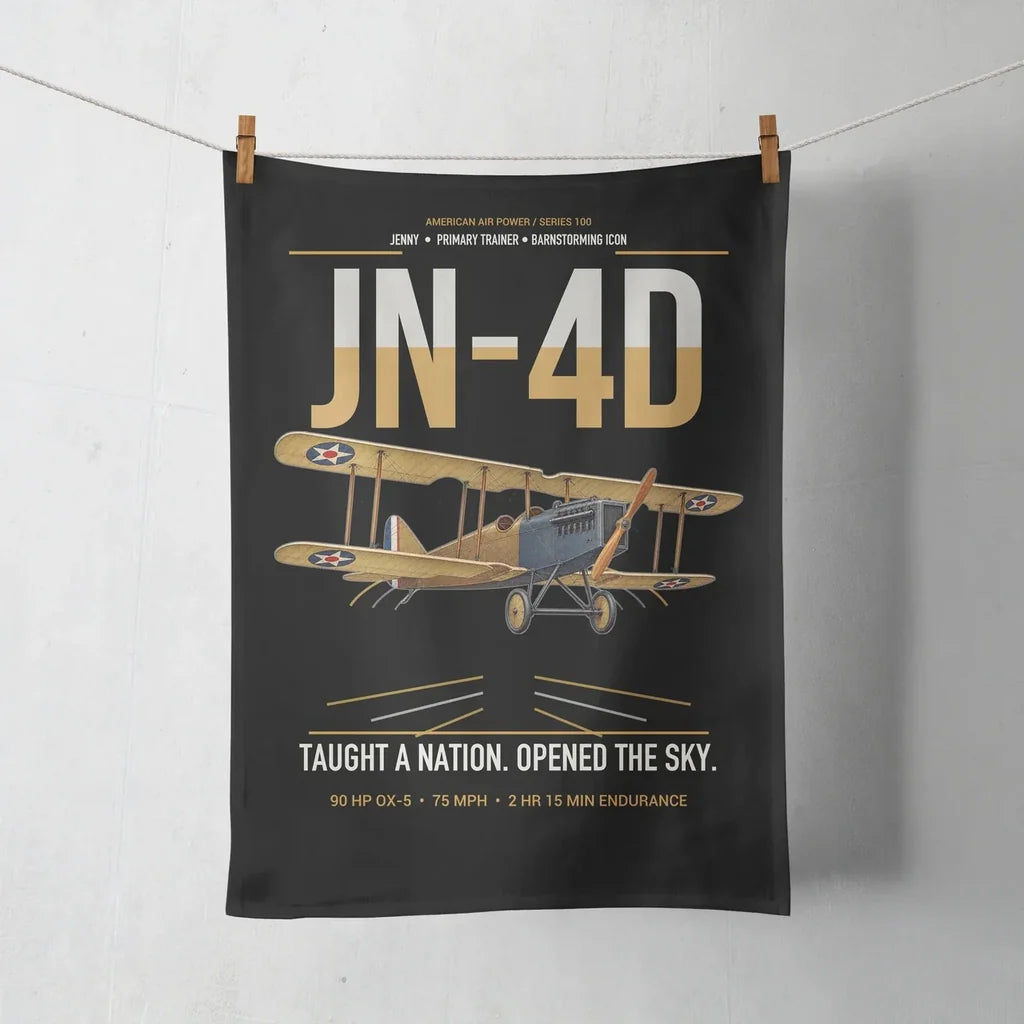 Curtiss JN-4D Jenny design on black towel