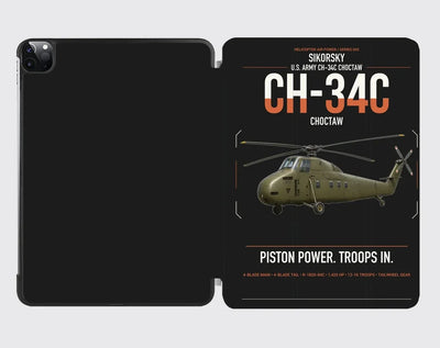 Sikorsky CH-34C Choctaw design on black ipad tablet case
