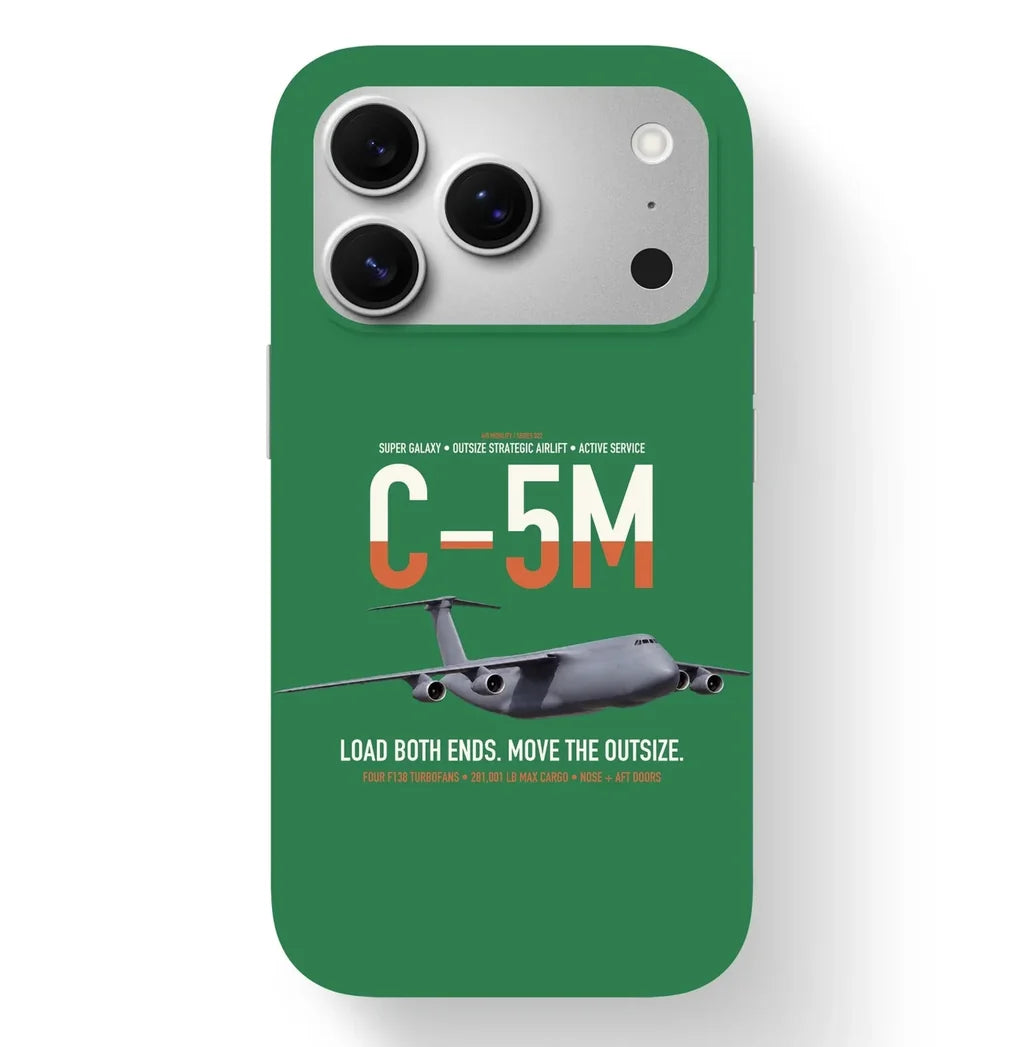 C-5M Super Galaxy design on green magsafe iphone case, for iPhone 17 Pro