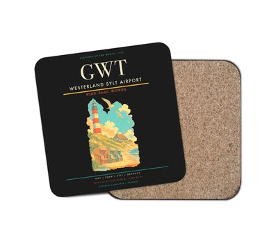 Westerland Sylt Airport (GWT) design on black 1 piece coaster