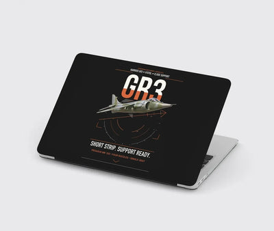 Hawker Siddeley Harrier GR3 design on black MacBook case