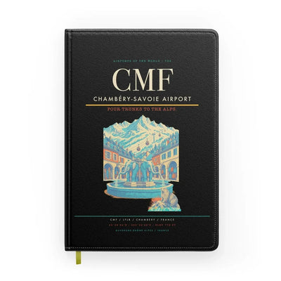Chambéry-Savoie Airport (CMF) design on black notebook