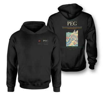 Perugia San Francesco d'Assisi – Umbria International Airport (PEG) design on black double-side hoodie
