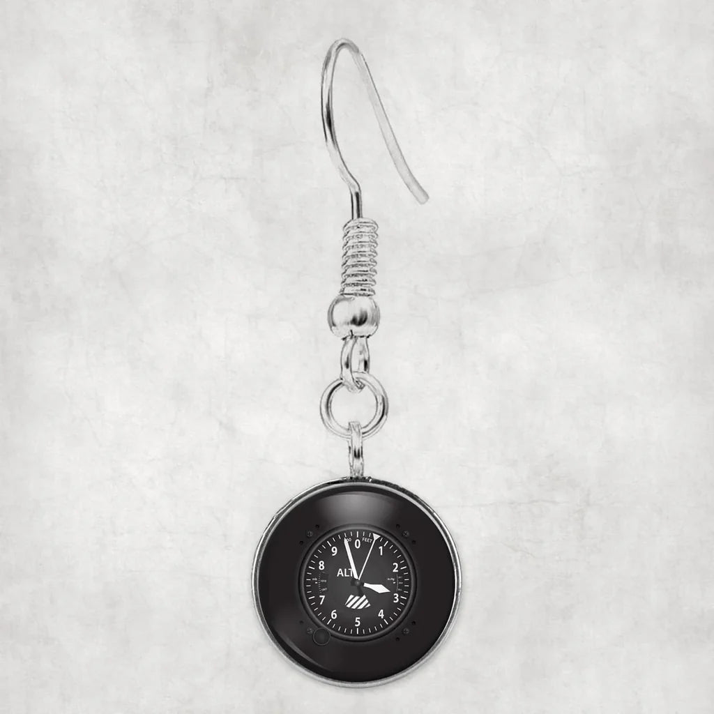 Airplane Instruments-Altitude aviation-themed earrings, polished hypoallergenic alloy.