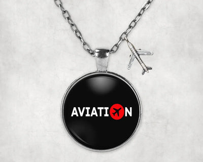 Aviation aviation-themed necklace, polished stainless steel.