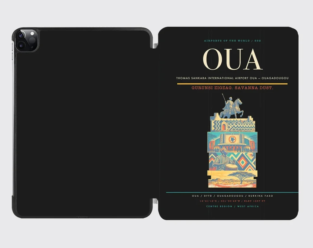 Thomas Sankara International Airport (OUA) design on black ipad tablet case