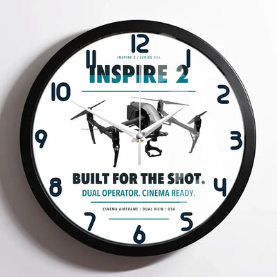 DJI Inspire 2 design on white framed wall clock