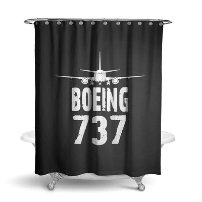Boeing 737 & Plane aviation design on waterproof polyester shower curtain.
