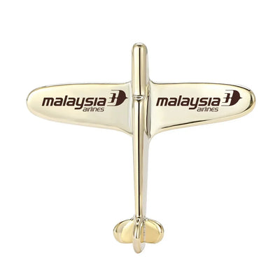 Malaysia Airlines Airplane Shape aviation airplane-shape brooch, polished alloy body with engraved detail.