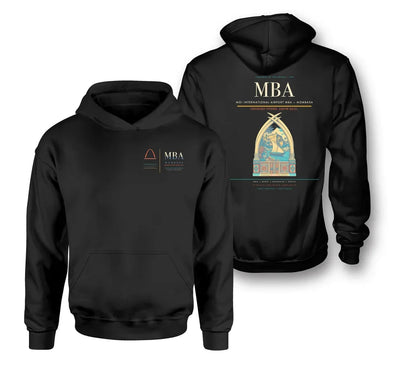 Moi International Airport (MBA) design on black double-side hoodie