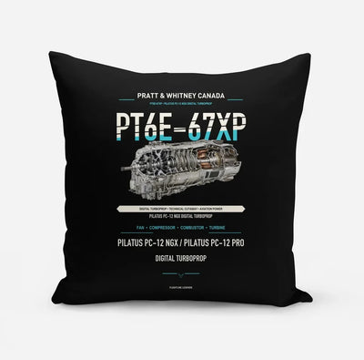 PT6E-67XP design on black pillow