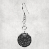 Thumbnail for Paper Airplane & Fly (Gray) aviation-themed earrings, polished hypoallergenic alloy.