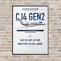 Thumbnail for Cessna Citation CJ4 Gen2 vertical canvas print - framed - white background
