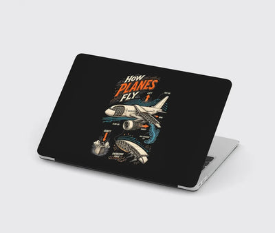 How Planes Fly V2 design on black MacBook case