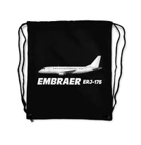 Thumbnail for The Embraer ERJ-175 aviation drawstring bag in lightweight polyester.