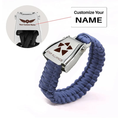 Star Alliance Airlines aviation seat-belt buckle bracelet, real seat-belt webbing.