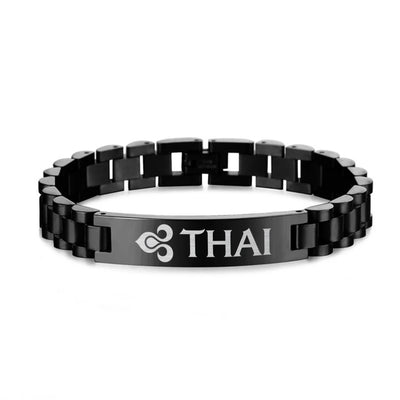 Thai Airways aviation-themed chain bracelet, polished stainless steel.