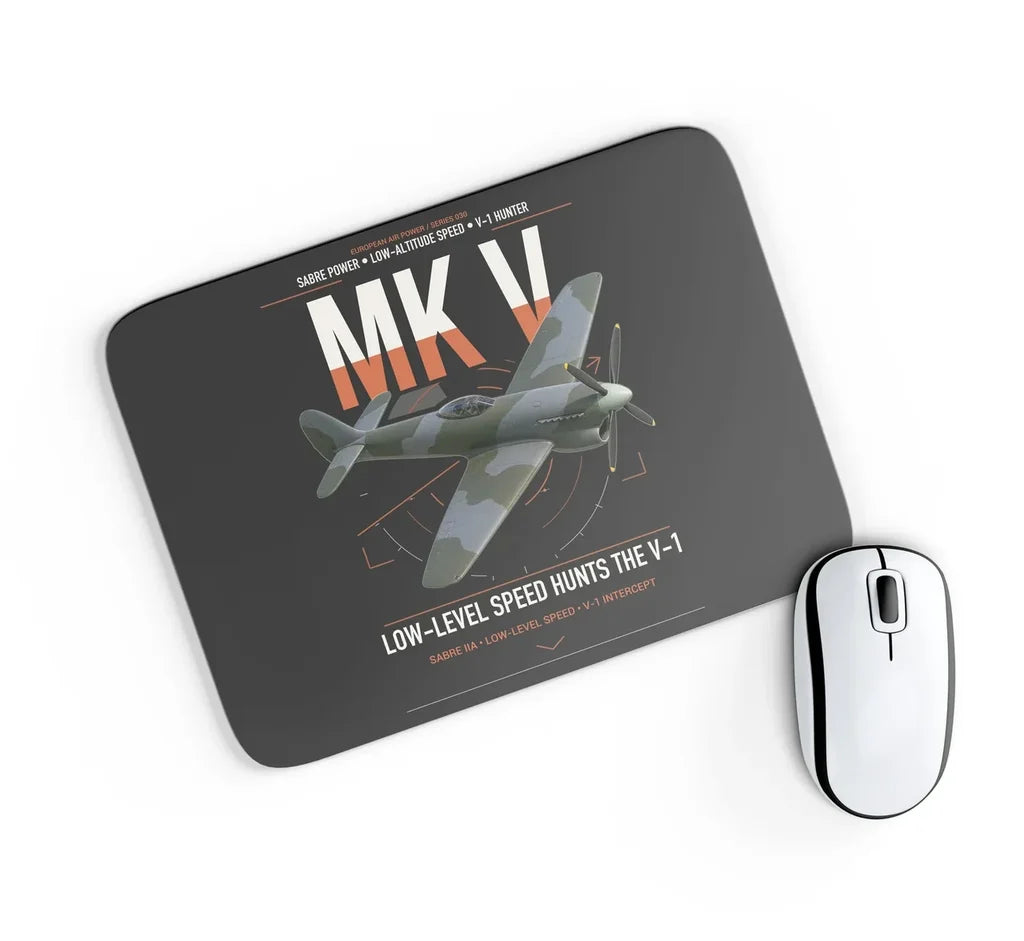 Hawker Tempest Mk V design on black rectangle mouse pad