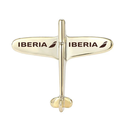 Iberia Airlines Airplane Shape aviation airplane-shape brooch, polished alloy body with engraved detail.