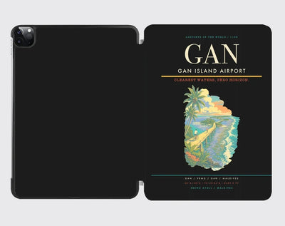 Gan Island Airport (GAN) design on black ipad tablet case