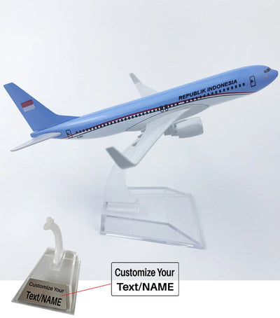 Side view of President of Indonesia Boeing 737 Airplane Model (16CM) aviation 16-18cm scale model aircraft in diecast metal.
