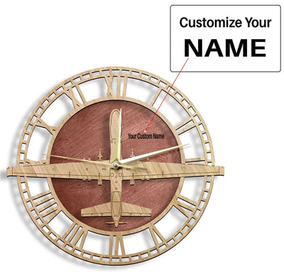 MQ-9 Reaper aviation design on premium wood wooden wall clock.
