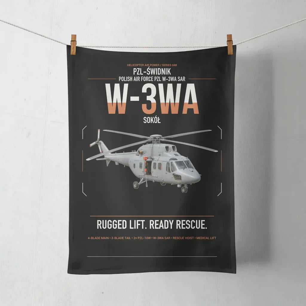 PZL-Świdnik W-3WA Sokół design on black towel