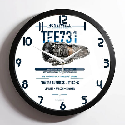 TFE731 design on white framed wall clock