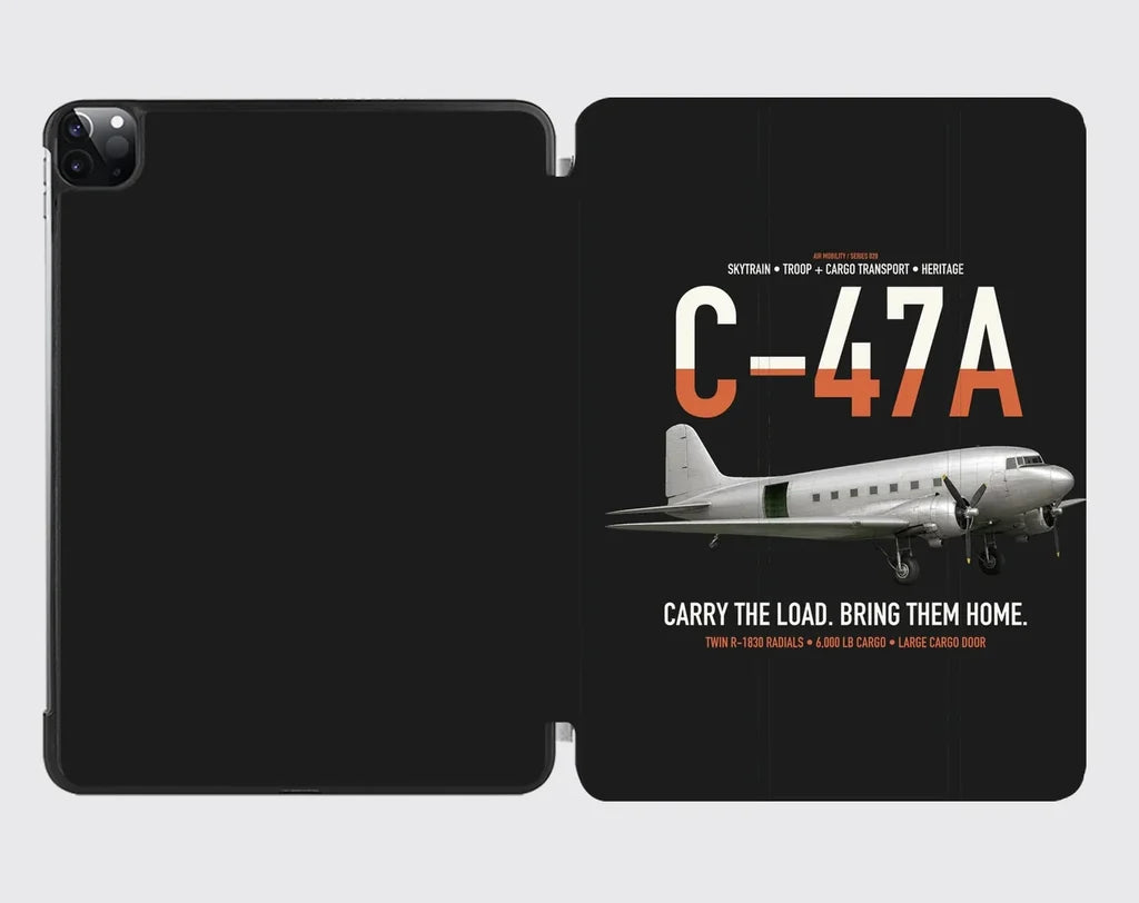 C-47A Skytrain design on black ipad tablet case