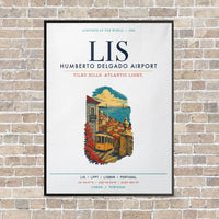 Thumbnail for Lisbon Humberto Delgado Airport LIS vertical canvas print - framed - white background