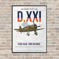 Thumbnail for Fokker D.XXI — Dutch LVA aircraft 221 vertical canvas print - framed - white background