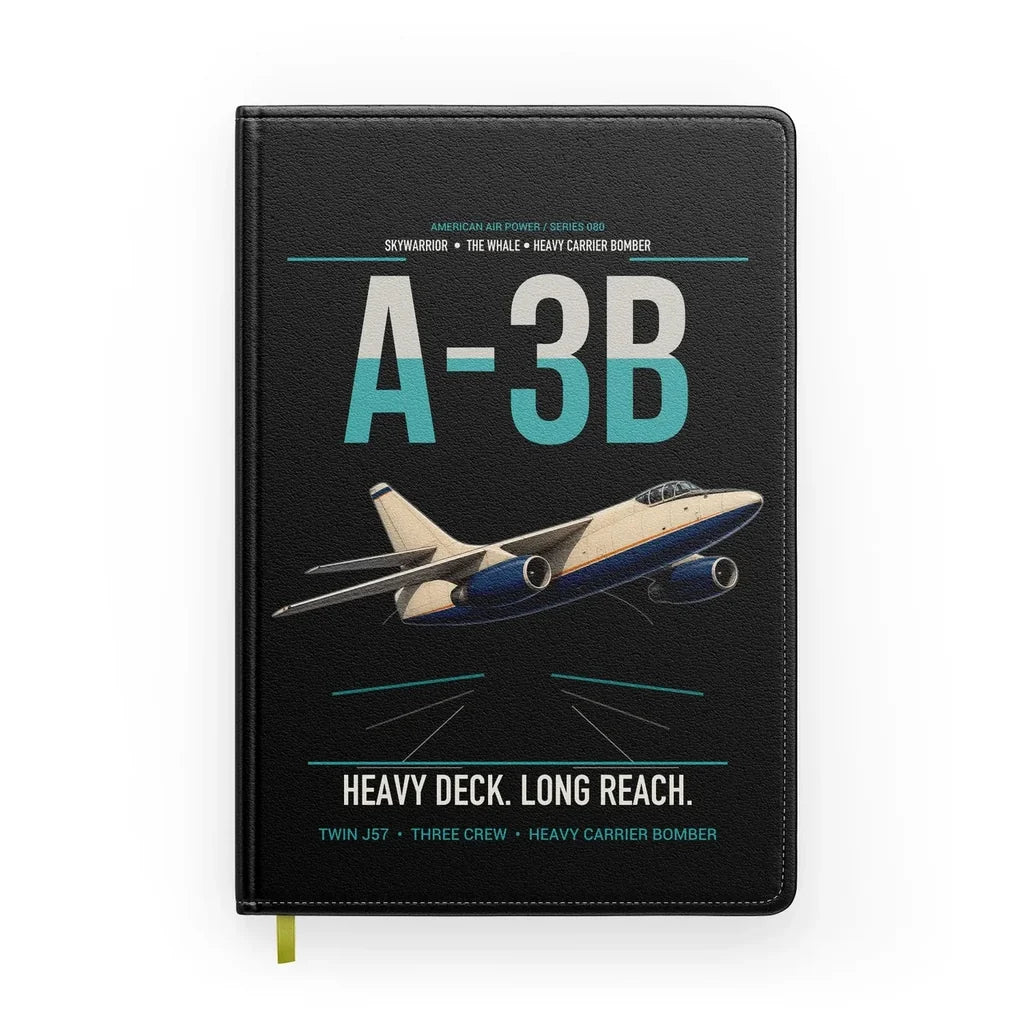 A-3B Skywarrior design on black notebook