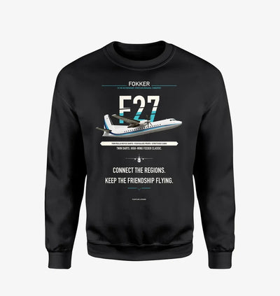 Fokker F27 Mark 500 Friendship design on black sweatshirt