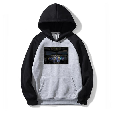 Airbus A380 Cockpit aviation design on colourful cotton blend colourful hoodie.