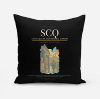 Thumbnail for Santiago de Compostela Airport (SCQ) design on black pillow