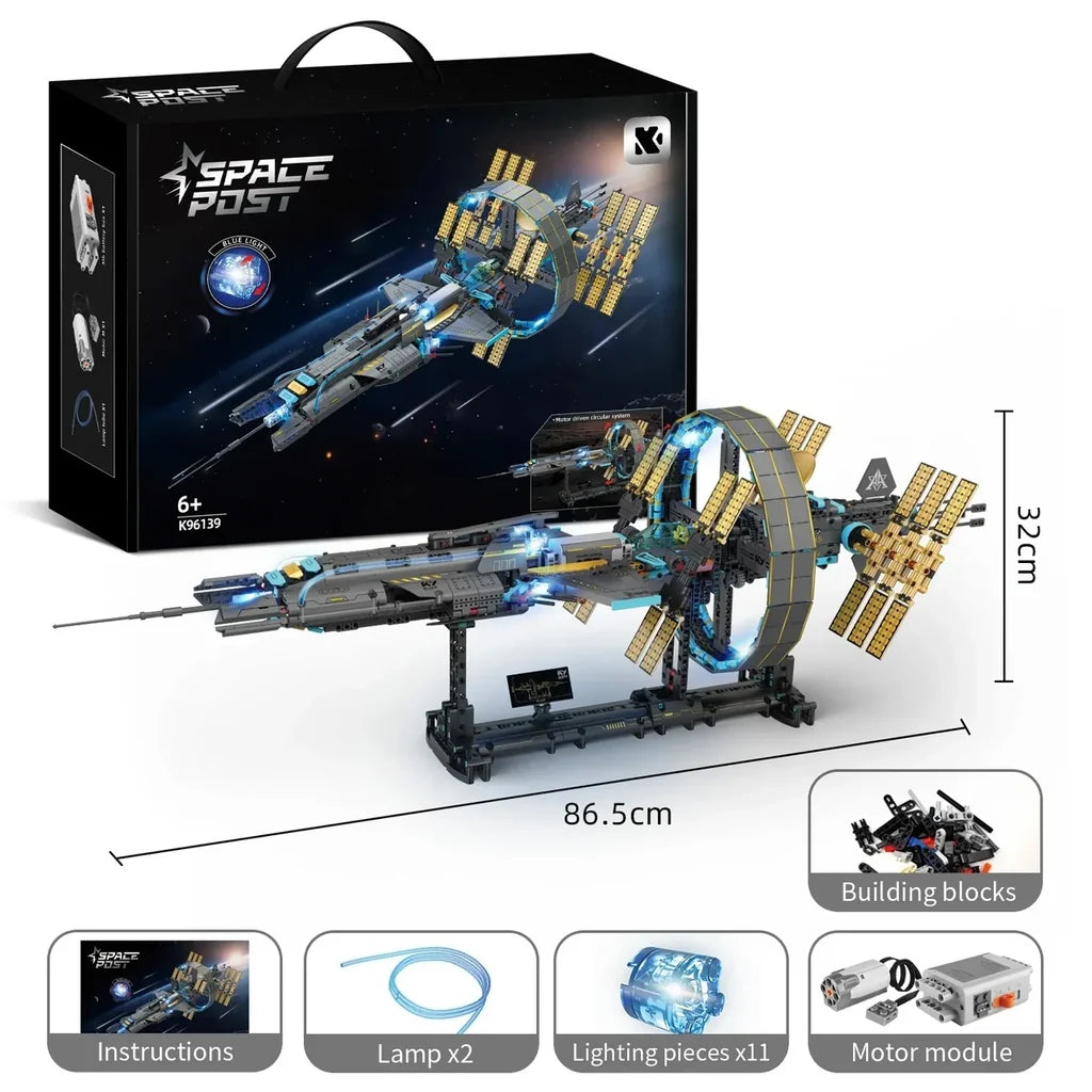 1471PCS Haolongxing Space Station Blocks Set Space Station aviation themed Lego-style model aircraft in ABS plastic.