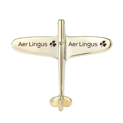 Side view of Aer Lingus Airlines Airplane Shape aviation airplane-shape brooch in polished alloy, polished finish.